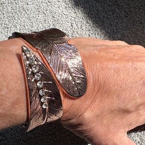 Rose Gold Leaf Bracelet with bling